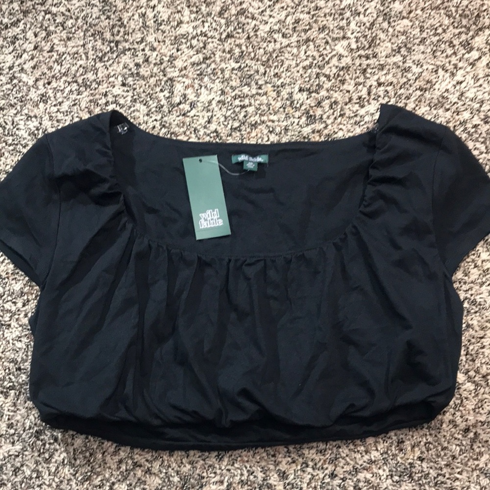 Wild Fable Black Square Neck Gathered Crop Top Various Sizes | NWT